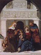 The Holy Family with Saints John the Baptist,Elizabeth and Francis Lodovico Mazzolino